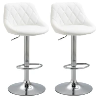 HOMCOM Jeu de 2 tabourets de bar pivotants à hauteur réglable 51,5x48x83-104 cm blanc(m-1)