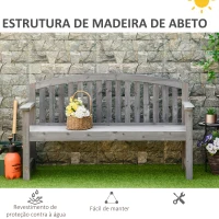 Outsunny Banco de Jardim de 3 Lugares Banco de Ripas de Madeira com Encosto Apoio para os Braços Terraço Varanda Exterior Carga 320kg 140x50x85cm Cinza(m-5)