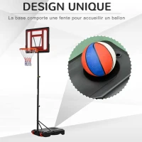 Homcom Panier de Basket Réglable 205-261 cm Rouge Noir(m-7)
