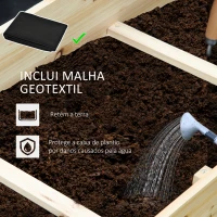 Outsunny Caixa de Plantio de Madeira de 3 Níveis Horta Vertical em Escada com Malha Geotextil para Cultivos de Plantas Flores para Jardim Terraço Exterior 117x100x54cm Natural(m-6)