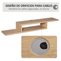 HOMCOM Mueble de TV Mesa Flotante para Televisión hasta 60 Pulgadas en la Pared con 2 Estantes Madera 152,4x29,8x21 cm Roble Claro(m-4)