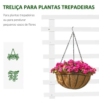Outsunny Floreira com Treliça de Madeira Maciça com 4 Rodas Caixa de Plantio com Suporte para Plantas Trepadeiras e Malha Geotêxtil para Cultivos de Plantas Flores 76x30x155cm Branco(m-5)
