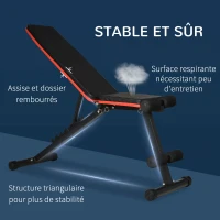 Homcom Banc de musculation en acier 116 x 43 x 56-116 cm Noir(m-6)