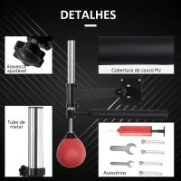 HOMCOM Punching Ball de Boxe Montado na Parede Altura Ajustável com Barra Giratória e Inflador 79x72x20cm Preto e Vermelho(m-7)
