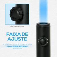 Outsunny Suporte Chapéu de Sol para Chão de Cimento com 2 Botões de Bloqueio e 4 Parafusos Base de Chapéu de Sol para Mastros de 34/38/48mm 12x12x30cm Preto(m-6)