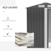 Outsunny Abrigo de Jardim de 2m² 152x132x188cm Abrigo de Exterior de Aço Galvanizado com Porta Corredeira e Ventilações para Armazenamento de Ferramentas Cinza(m-4)
