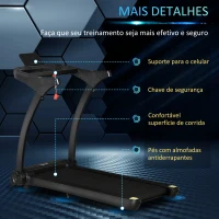 HOMCOM Passadeira de Correr e Andar Dobrável com 12 Programas Velocidade até 14km/h Tela LCD Pulsômetro Superfície 122x41cm e Rodas de Transporte 153x77x124cm Preto(m-6)