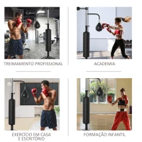 HOMCOM Punching Ball de Boxe com Altura Ajustável com 2 Bolas de Velocidade Barra Giratória 360° e Base Preenchida 88x50x160-230cm Preto(m-8)