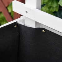 Outsunny Floreira com Treliça de Madeira Maciça com 4 Rodas Caixa de Plantio com Suporte para Plantas Trepadeiras e Malha Geotêxtil para Cultivos de Plantas Flores 76x30x155cm Branco(m-11)