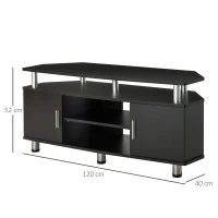 HOMCOM Banco de TV de diseño contemporáneo, multialmacenamiento: 2 puertas, nicho central, estante grande, 120L x 40L x 52H cm, negro, cromado(m-3)