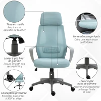 Chaise  Vinsetto Ergonomique Chaise de Bureau Inclinable Hauteur Réglable 64x55x116-126 cm Bleu(m-7)
