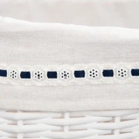 Homcom Cos Rufe din Rachita Alba – Cu Capac & Sac Lavabil(m-10)