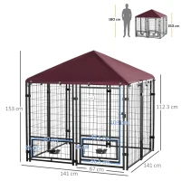 Pawhut Padoc Exterior Caini – Zavor, Boluri Pivotante & Acoperis(m-3)