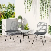 Outsunny Set masuta de cafea si 2 scaune , din ratan PE, Gri(m-9)