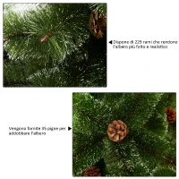 HomCom Albero di Natale Artificiale 150cm 229 Rami con 35 Pigne(m-6)
