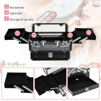 HOMCOM Valiza Make Up Profesionala cu Truse Detasabile Rama din Aluminiu 30x18.5x22cm(m-5)