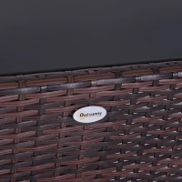 Outsunny Set Mobilier pentru Grădină din Poly Ratan și Fier 3buc Set Masă și Scaune pentru Grădină Maro și Bej(m-7)