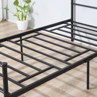 Cadru de Pat de o Persoana HOMCOM 90x200cm din Otel cu Sipci, Tablie cap si Tablie picioare, Negru(m-7)
