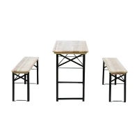 Outsunny Set de Bere 1 Masa 120x50cm 2 Banci 120x25cm din Lemn de Brad(m-2)