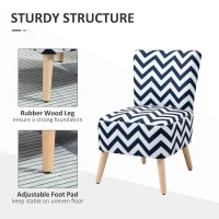 HOMCOM Scaun Capitonat cu Motive Ondulate din Lemn pentru Sufragerie si Bucatarie Alb si Albastru, 51x62x81cm(m-5)