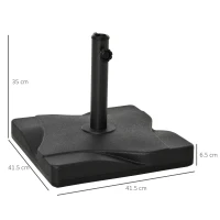 Outsunny Baza pentru Umbrela din Plastic de 20 kg pentru Stalpi de 35-38-48 mm, 41,5x41,5x35cm(m-3)