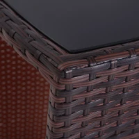 Outsunny Set Mobilier pentru Grădină din Poly Ratan și Fier 3buc Set Masă și Scaune pentru Grădină Maro și Bej(m-5)
