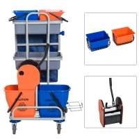 Homcom Carucior Profesional pentru Curatenie cu 4 Galeti - Gri(m-6)