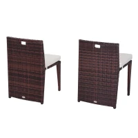 Outsunny Set Mobilier pentru Grădină din Poly Ratan și Fier 3buc Set Masă și Scaune pentru Grădină Maro și Bej(m-8)