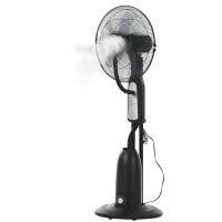 HOMCOM Ventilator Oscilant Reglabil cu Nebulizator 3 moduri si cronometru , Ф44.5x120cm Negru(m-1)