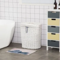 Homcom Cos Rufe din Rachita Alba – Cu Capac & Sac Lavabil(m-2)