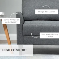 HOMCOM Canapea cu 2 locuri, moderna, din material textil cu efect in, cu brațe tapițate 191x79x87cm gri(m-6)
