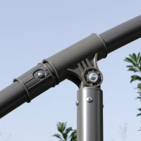 Outsunny Parasolar de gradina de 2.7m cu maner de reglare, parasolar cu nivel dublu si baza pentru exterior, umbrela de soare suspendata, Gri inchis(m-8)