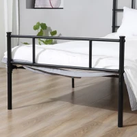 Cadru de Pat de o Persoana HOMCOM 90x200cm din Otel cu Sipci, Tablie cap si Tablie picioare, Negru(m-9)