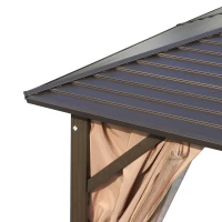 Outsunny Foisor cu Perdele Laterale Schelet in Aluminiu,Maro si Negru 3x3m(m-8)