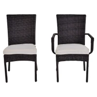 Outsunny Set Mobilier Rattan Masa de Pranz in Sticla cu 6 Scaune, Maro(m-10)