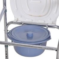 Homcom Scaun Comfortabil WC Pliabil cu 4 Roti Tava Detasabila si Inaltime Reglabila(m-4)
