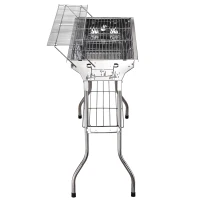 OutSunny Gratar in otel inoxidabil cu Picioare Pliabile, 2 grile 100 x 43 x 68 cm(m-10)