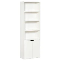 Homcom Biblioteca Alba 59×29×180 cm – 4 Etajere + Dulapior cu Usi(m-1)