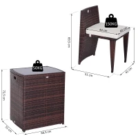 Outsunny Set Mobilier pentru Grădină din Poly Ratan și Fier 3buc Set Masă și Scaune pentru Grădină Maro și Bej(m-3)