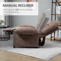 HOMCOM Fotoliu Relax Captusit si Inclinat pana la 135 ° cu Suport pentru Picioare si Buzunar detasabil - Maro(m-4)