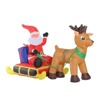 HomCom Moș Crăciun Gonflabil pentru Intern și Extern LED 152x72x122cm(m-1)