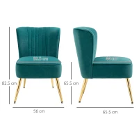 HOMCOM Fotoliu Modern in Stil Scandinav captusit si Tapitat cu Material Catifelat, 56x65,5x82,5cm - Verde(m-3)