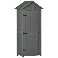 Outsunny Dulap pentru gradina pentru unelte din lemn impermeabil, 77x54.2x179cm – gri(m-1)