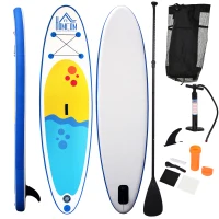 HOMCOM Placa Gonflabila SUP Stand Up Paddle cu Vasla Reglabila Albastra 305x76x10cm(m-1)