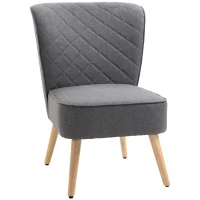 HOMCOM Scaun Capitonat cu Tapiterie Efect In din Lemn 61x69x85cm Gri(m-1)