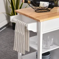 HOMCOM carucior bucatarie, din lemn, 66x39,5x86,5cm, alb(m-7)