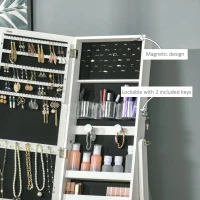 Homcom Oglinda Suport Bijuterii – LED Reglabila 46×36,5×151,5 cm(m-7)