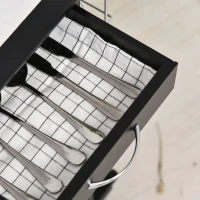 HOMCOM Cărucior de Bucătărie cu Sertar, 4 Coșuri de Fructe Detașabile și Blat de Ceramică, 57x37x83 cm, Negru(m-7)