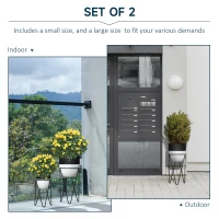 Outsunny Ghiveci set 2 bucati cu suport metalic pentru amenajarea spatiilor interioare si exterioare negru(m-6)