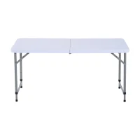 Outsunny Masa Pliabila tip Valiza pentru Camping si Picnic in Polietilene, Alb, 122x61x59/74cm(m-4)
